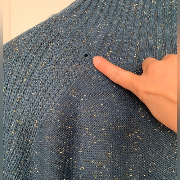NWT Orwya Blue mock neck sweater with gold flecks, M (fits like an S) - Picture 8 of 10